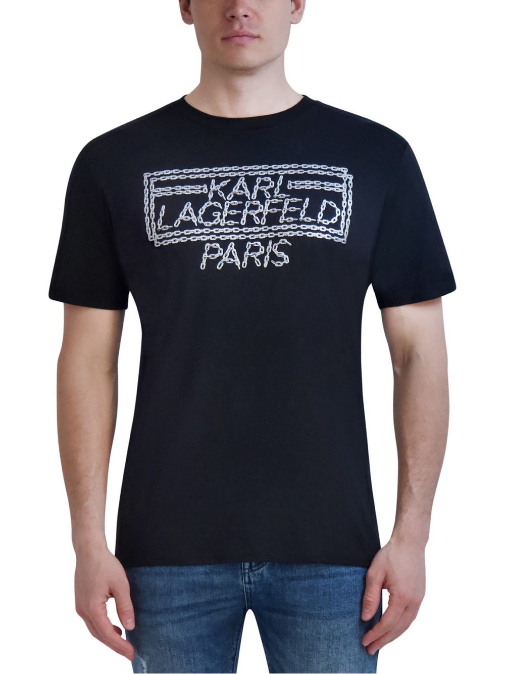 Karl Lagerfeld Paris Men's Cotton Chain-Logo T-Shirt NWT